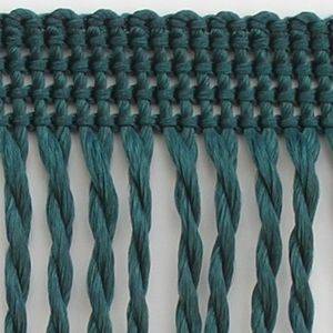 Páska s třásněmi třásně kroucené chrpy zelená tmavá 60mm 25m