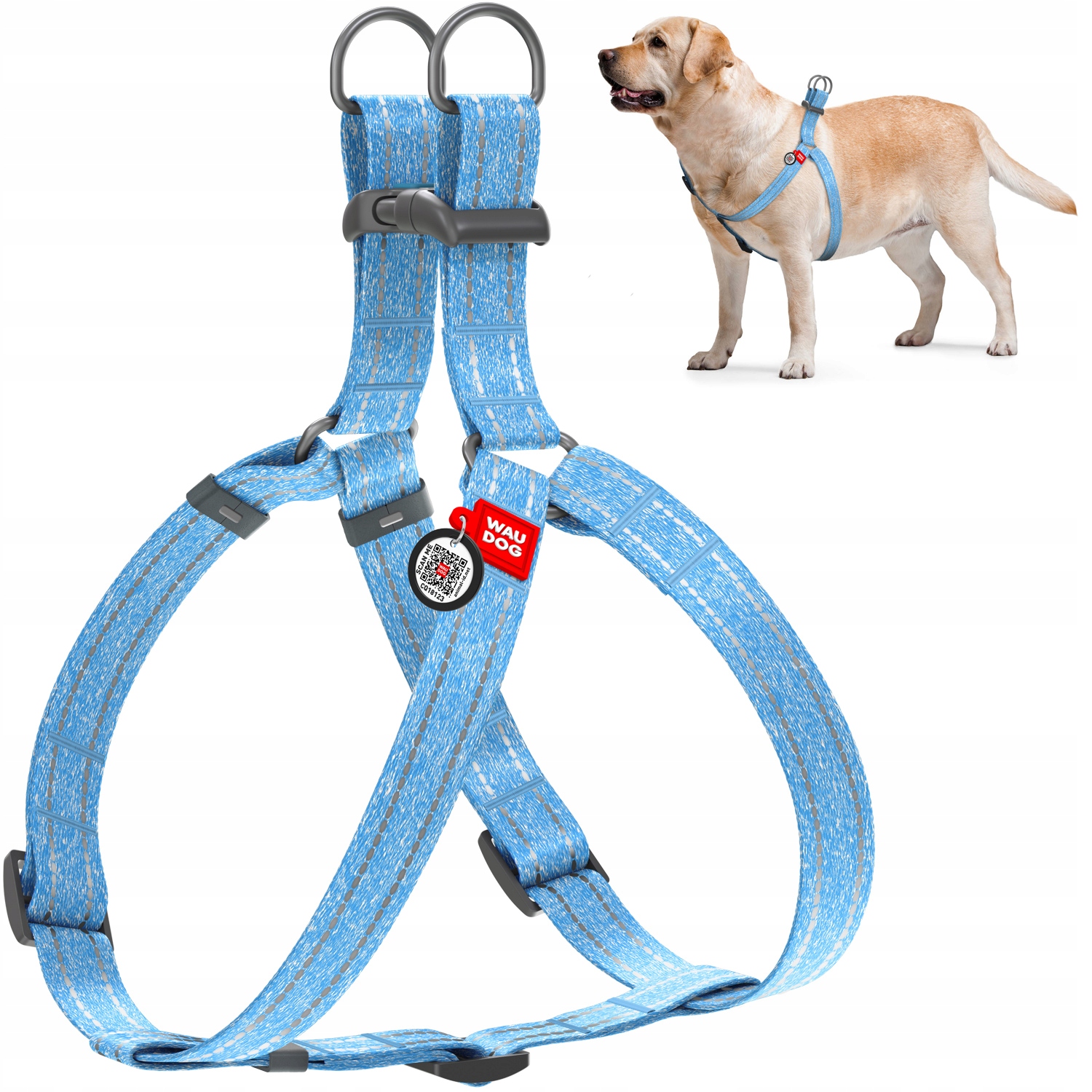 Levně Postroj pro psa z bavlny, modrý, velikost L