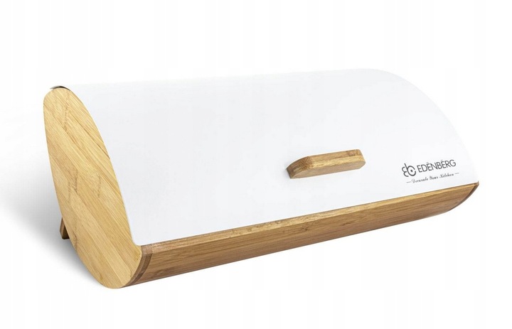 NOWOCZESNY CHLEBAK BAMBUSOWY POJEMNIK POKRYWA STALOWA EDENBERG EB 123