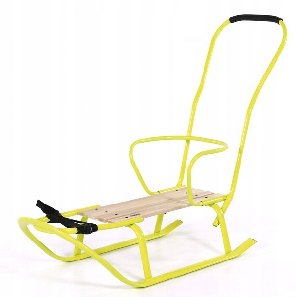 Tako Linea sanki z oparciem i pchaczem metalowe, mocne drewniane siedzisko