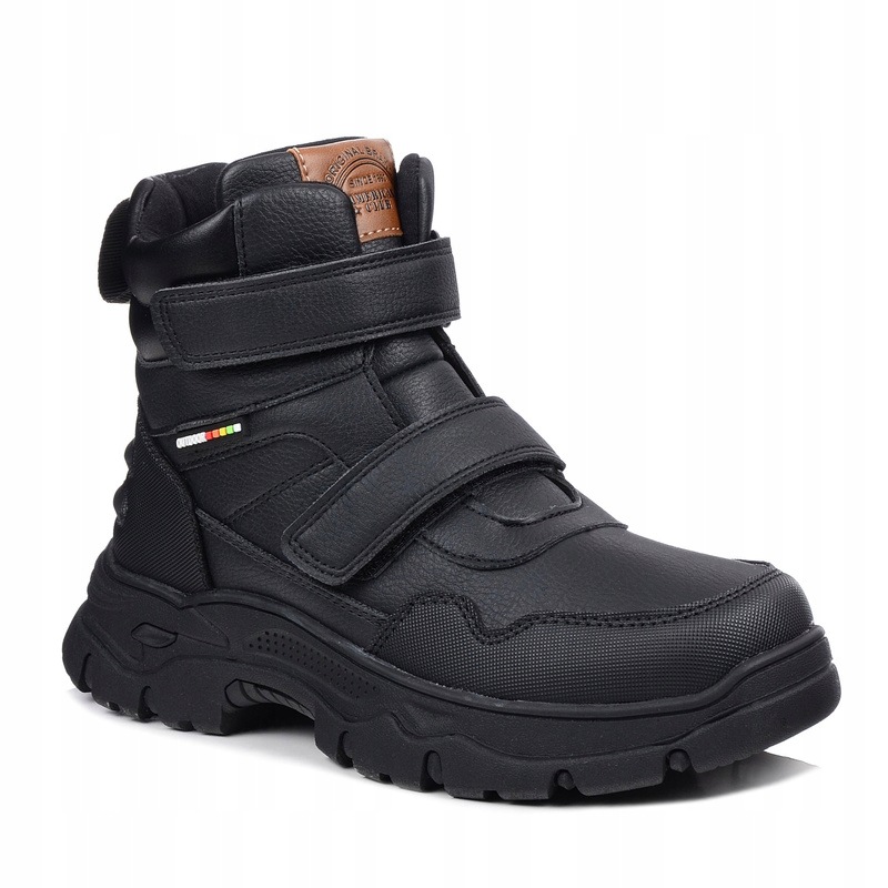 Buty dziecięce chłopięce zimowe na rzepy czarne American Club XD 158 37