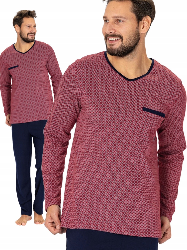 Hotberg Carl bordó pohodlné pánské dlouhé pyžamo M