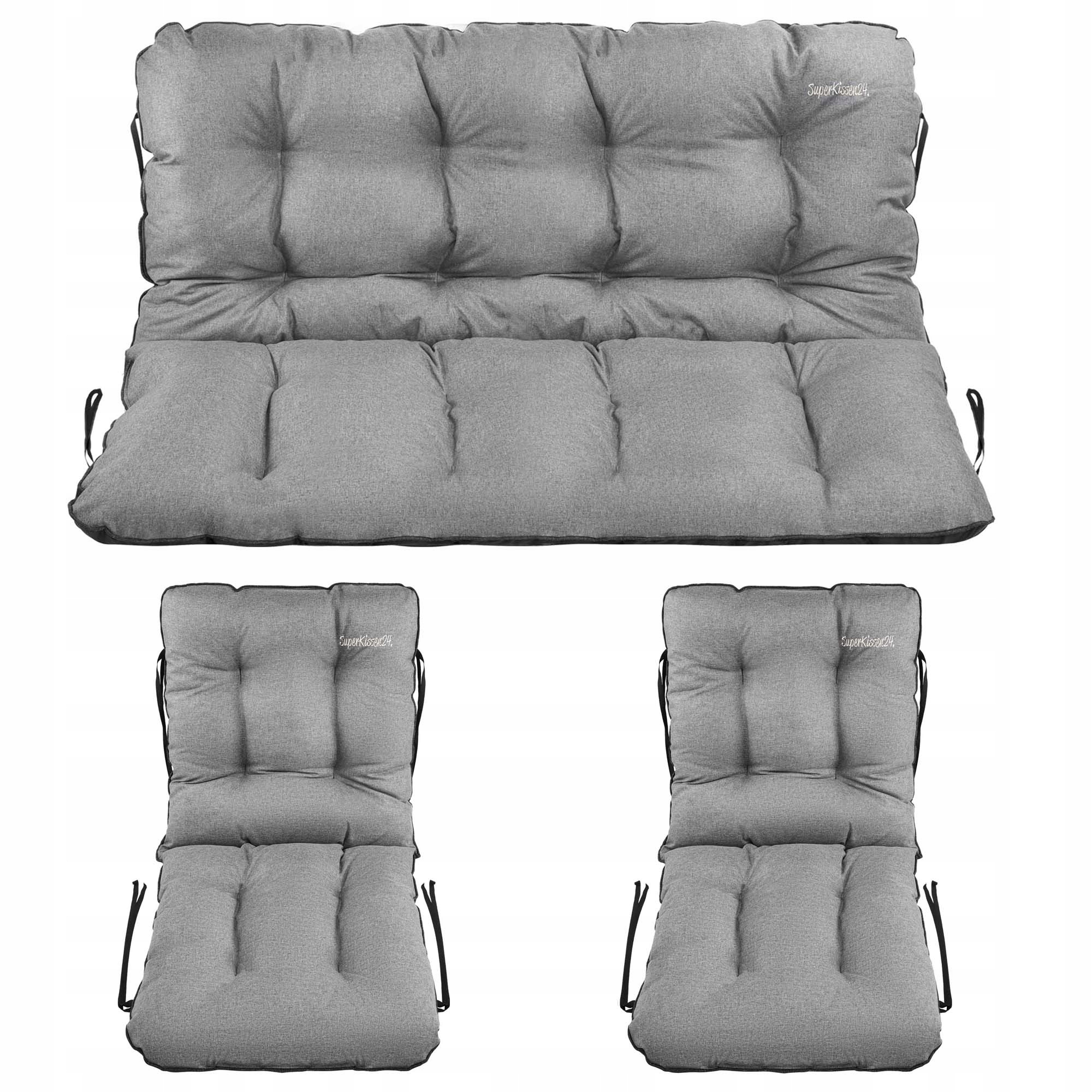 Polštář na lavičku 140x60x50 ratan 2+1 šedý len