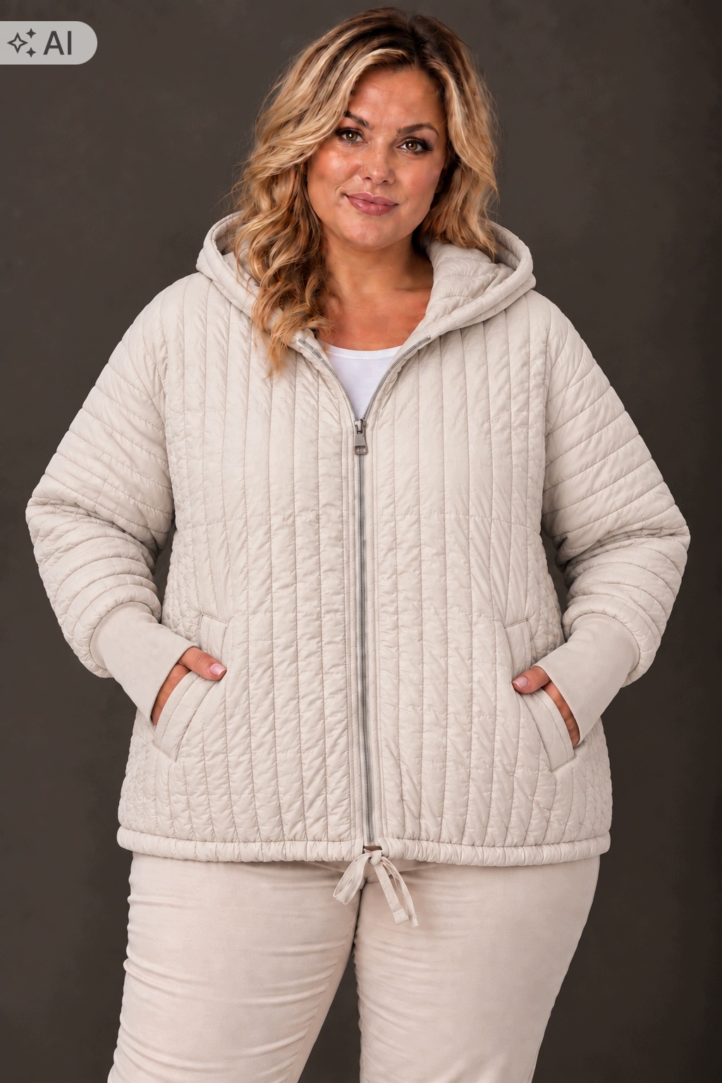 dámská italská přehozová bunda Stella Milani reglan kapuce ecru oversize