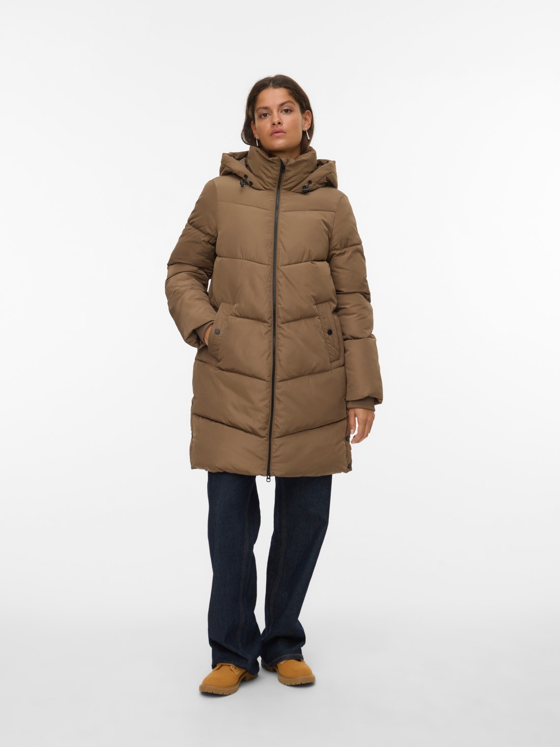 Vero Moda Dámská Hnědá Péřová Zimní Bunda 7AA