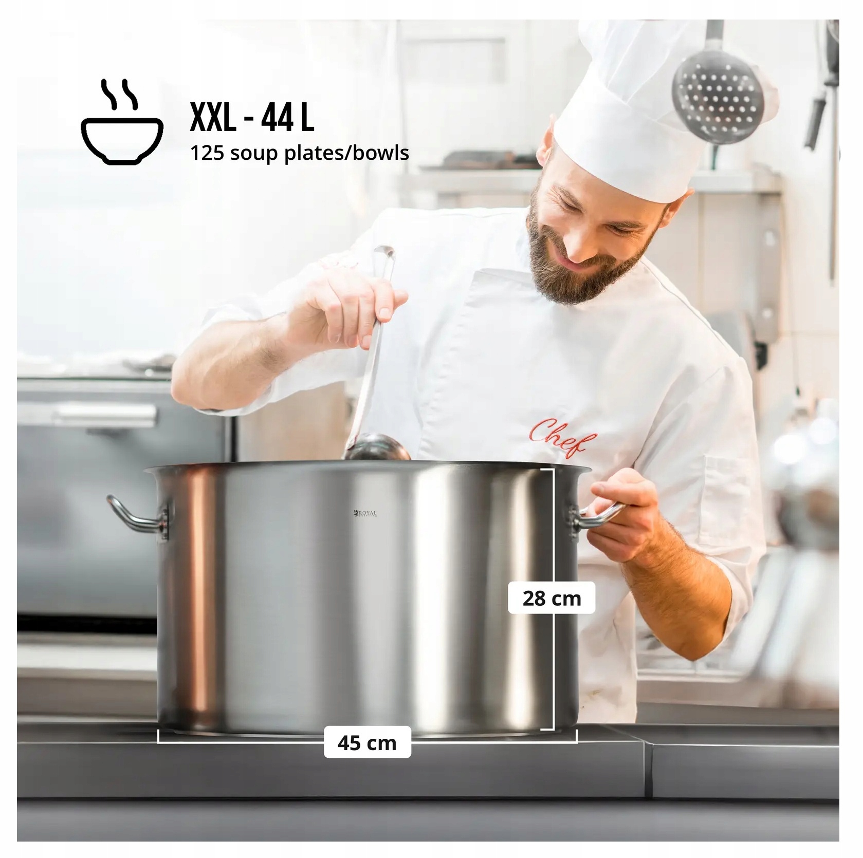 Garnek ze stali nierdzewnej 44 l 45 cm Royal Catering RCST-44E3-S 10011080