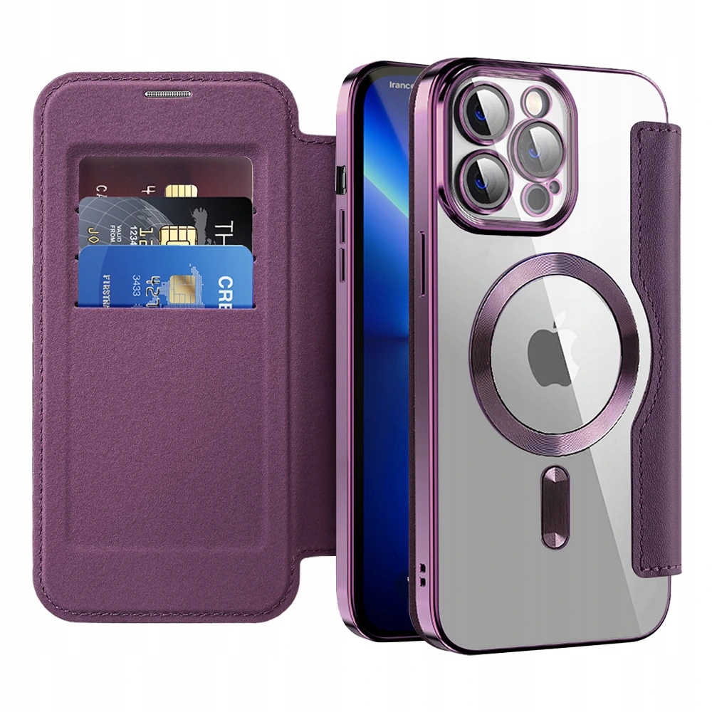Techsuit SmartMag Book etui na iPhone 13 Pro Max fioletowe