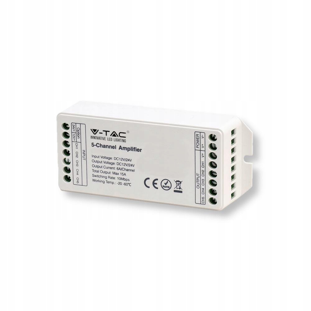 V-tac 5kanálový zesilovač 15A/MAX 12V-180W 24V-360W VT-2435