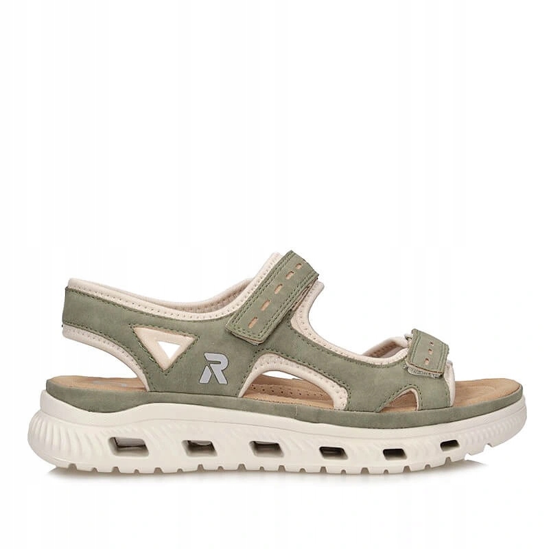 Dámské sandály Rieker 64066-52 zelené s na suchý zip na platformě