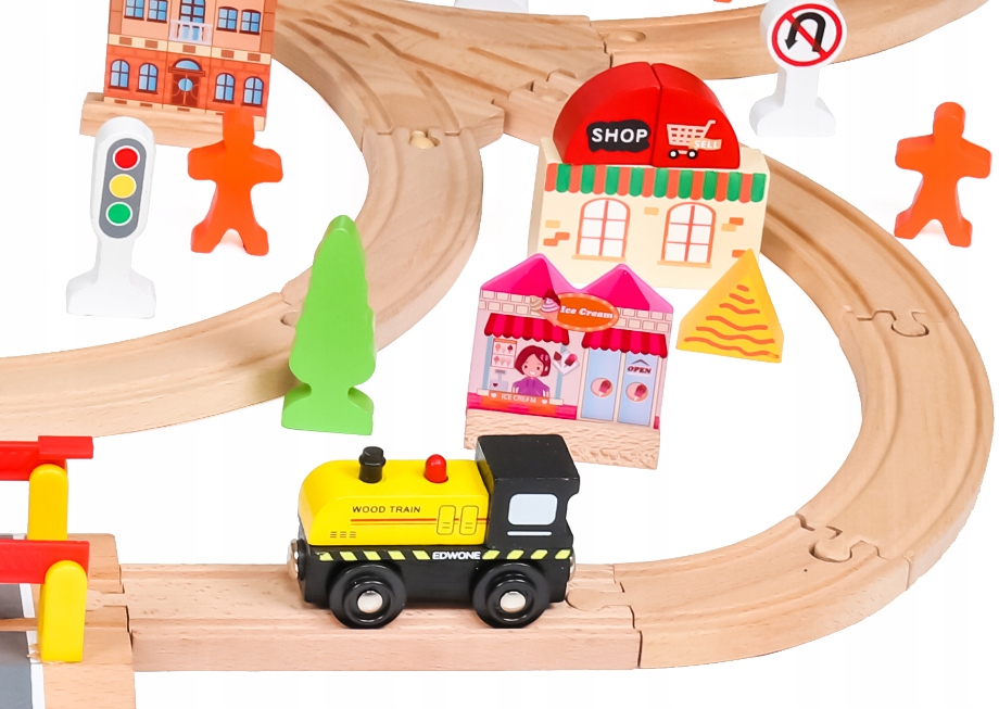 WIELKA KOLEJKA DREWNIANA TOR POCIĄG AUTKA 100 el. Bohater / Bajka brak