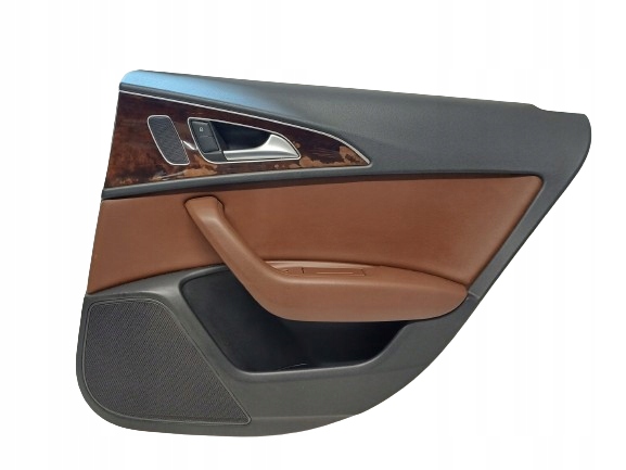 AUDI A6 C7 10- BOCZEK TAPICERKA DRZWI PRAWY TYŁ SKÓRA BRĄZ