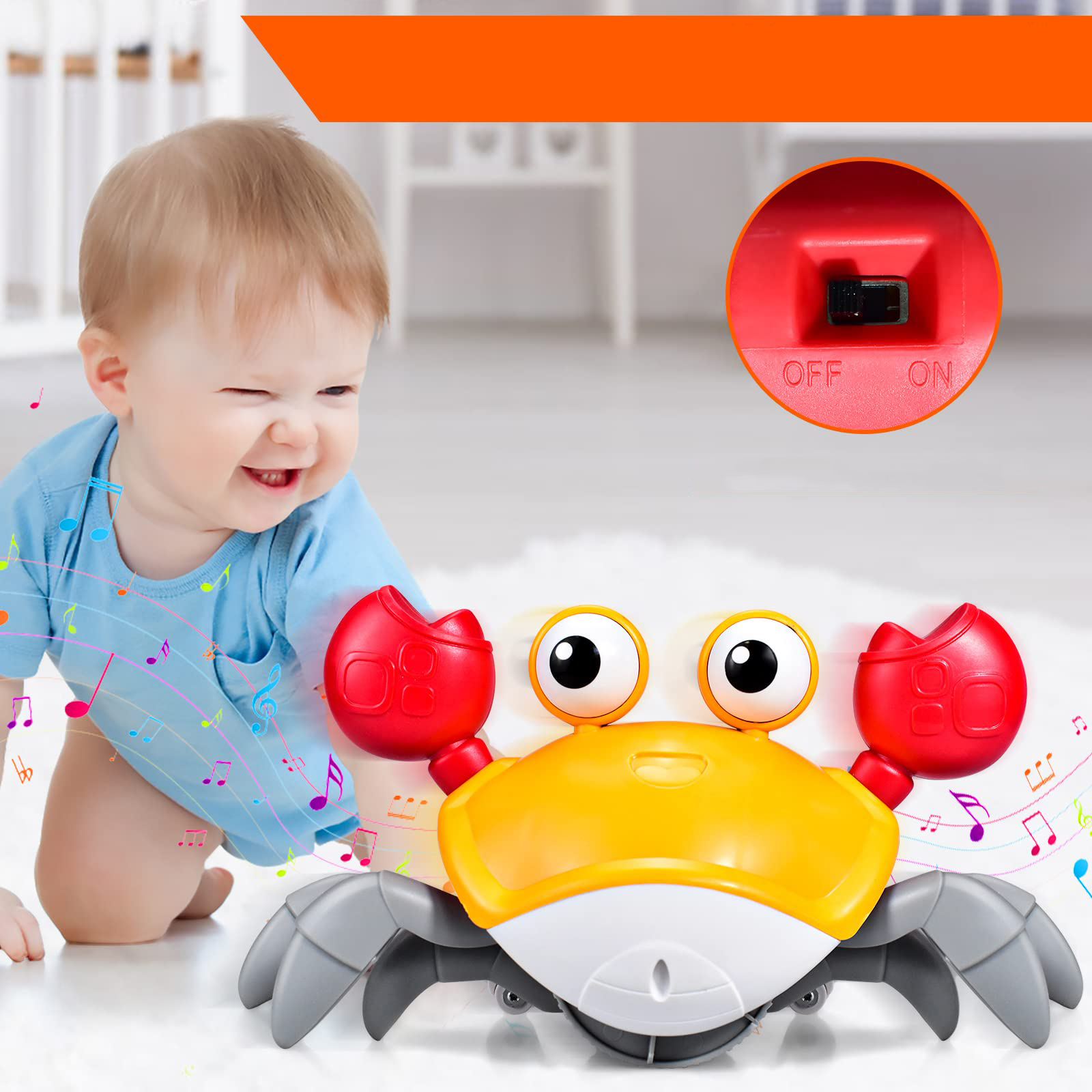 Zabawka Pełzający Automatyczna Indukcja Krab Muzyk Wysokość produktu 13 cm