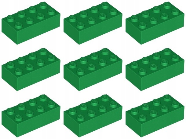 

Lego 3001 Klocek 2x4 zielony Nowy (20g) 9 szt.