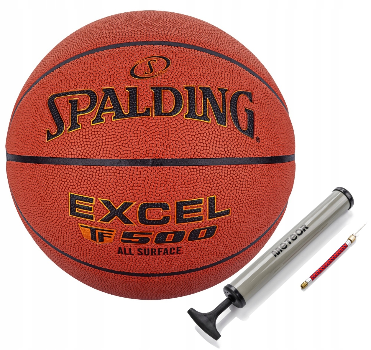 Spalding piłka do koszykówki Excel TF-500 pomarańczowa pompka