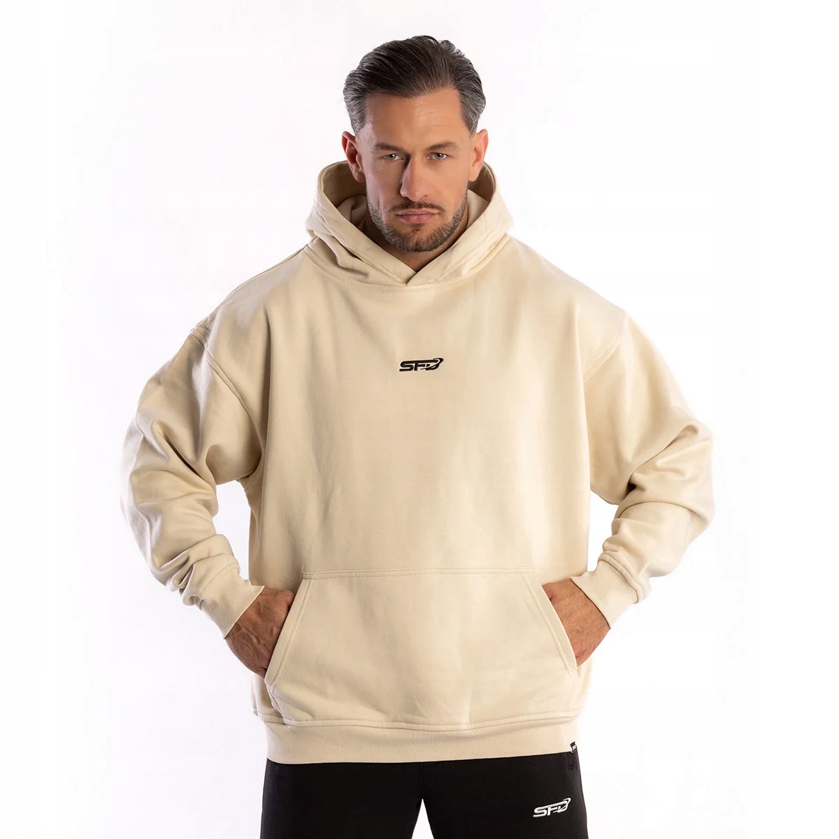 Sfd Wear Bluza Hoodie Core Oversize Unisex Z Kapturem Kangurek Beżowa M