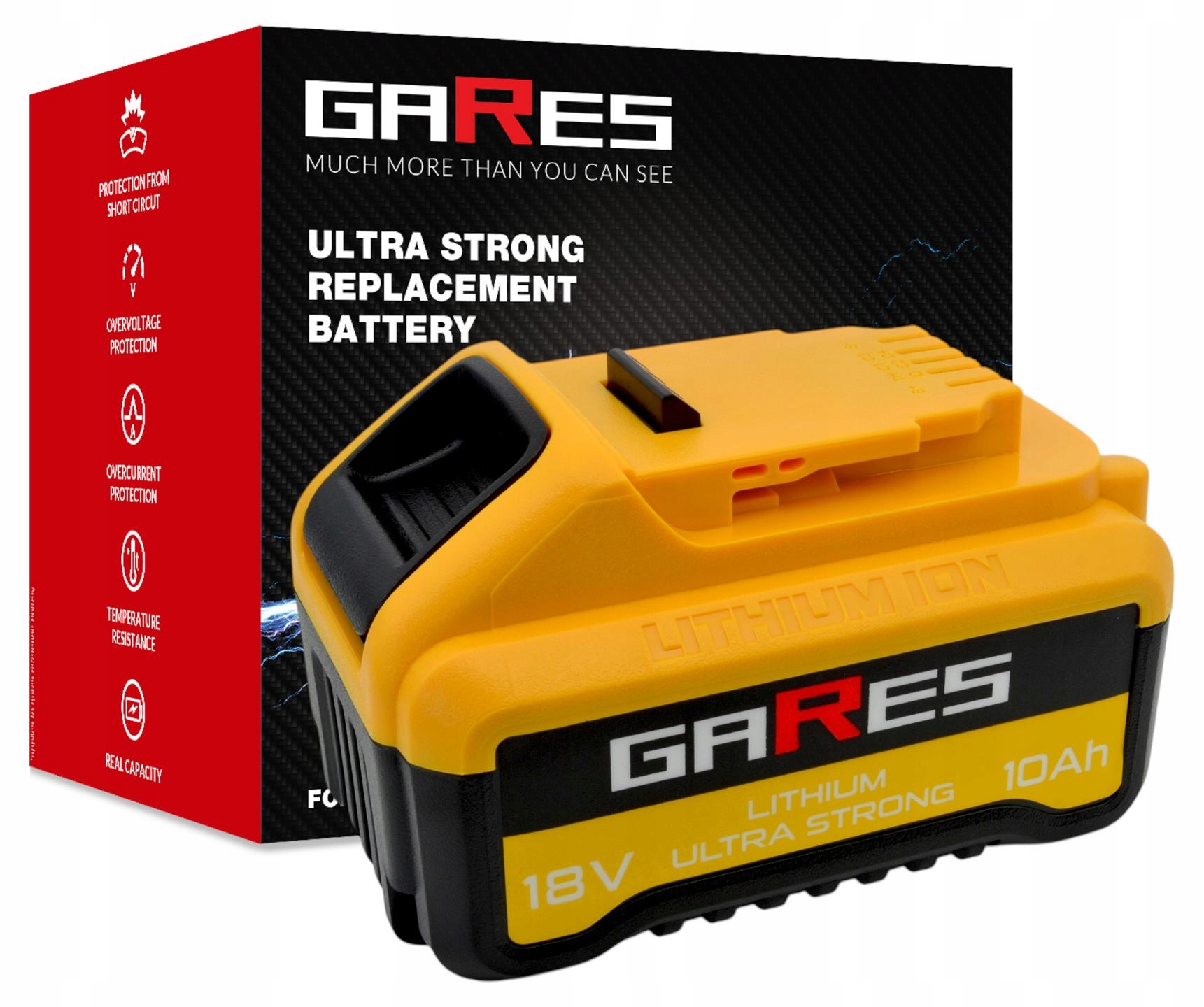 Akumulátor Gares pro Dewalt Xr DCB180 DCB181 DCB182 18V 10Ah