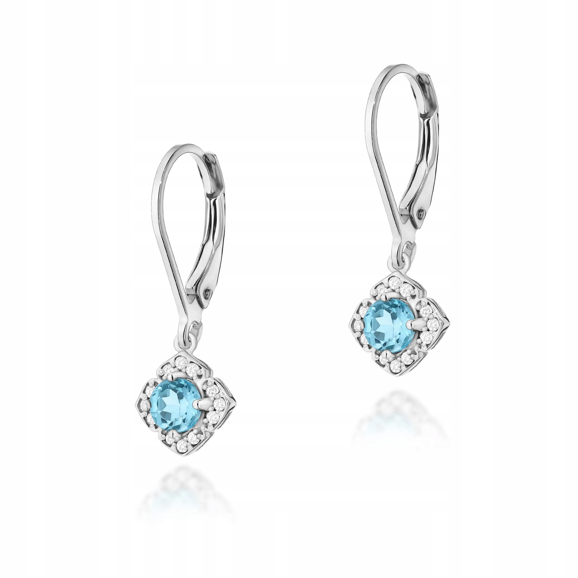 Złote kolczyki Topaz 2 x 0,25ct białe złoto pr. 585