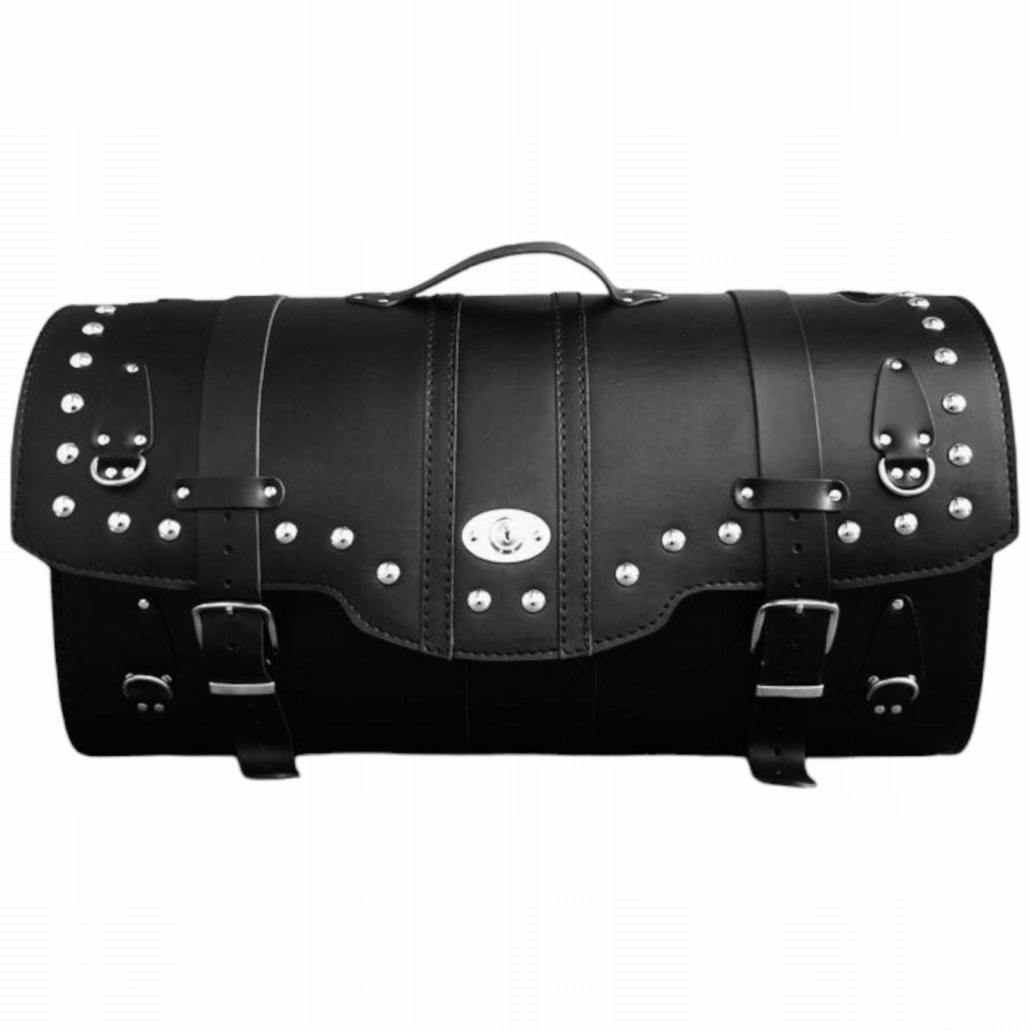 Motocyklový kufr ProSpeed Kožený Černý 40 litrů 2 helmy Zámek cvočky