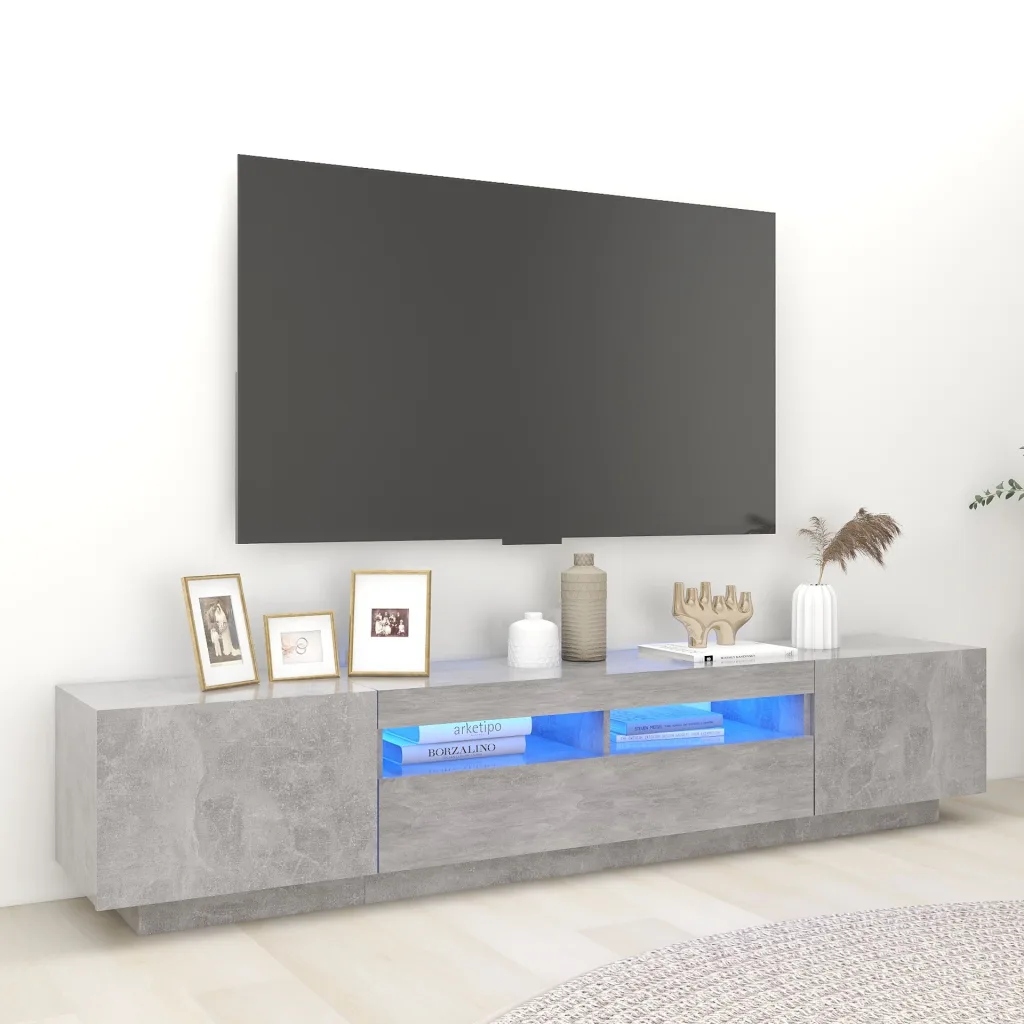 Petrashop Tv skříňka s Led osvětlením betonově šedá 200 x 35 x 40 cm Šedá