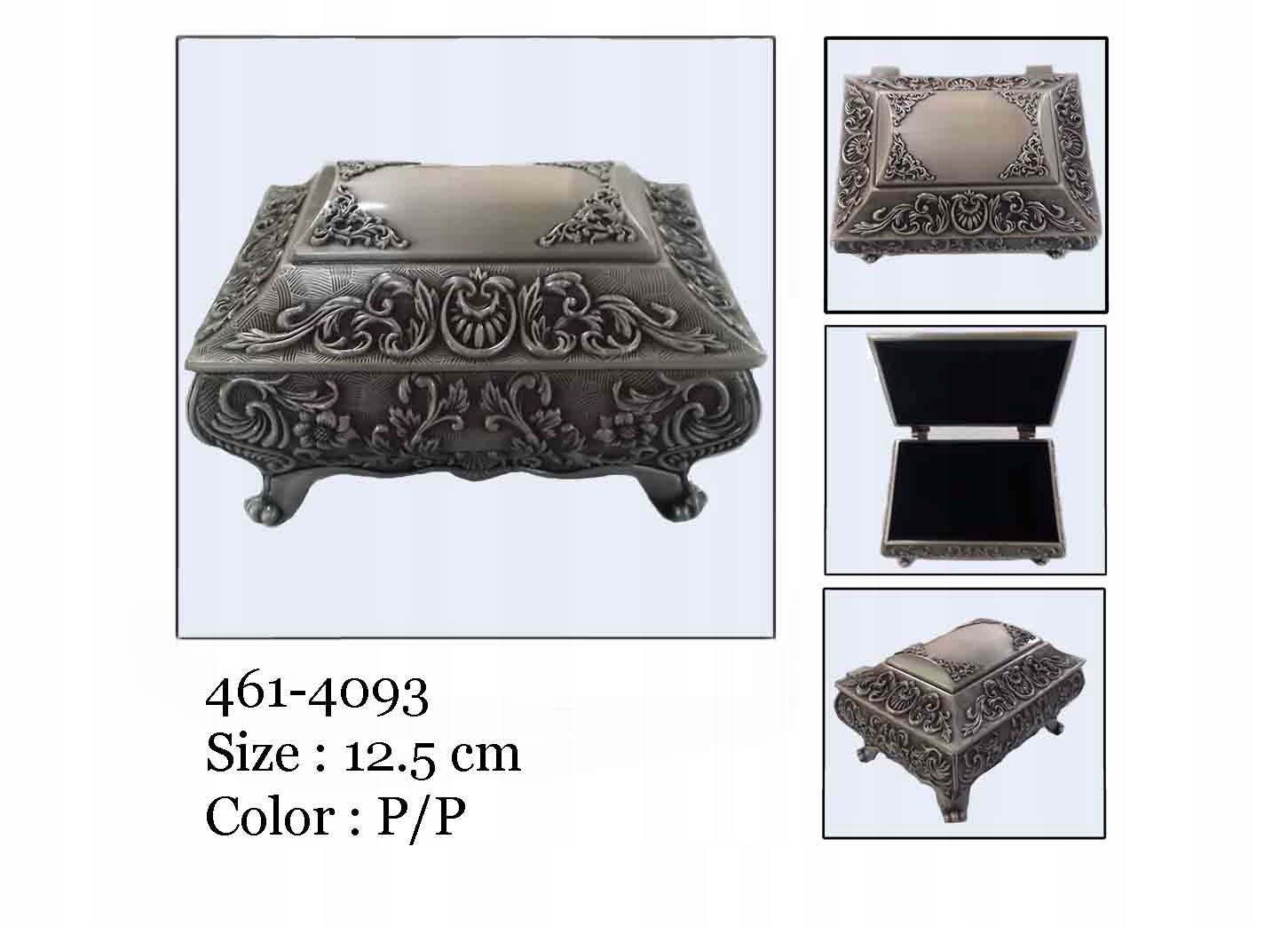 Kazeta na šperky, krabička Stříbrná, pokovená