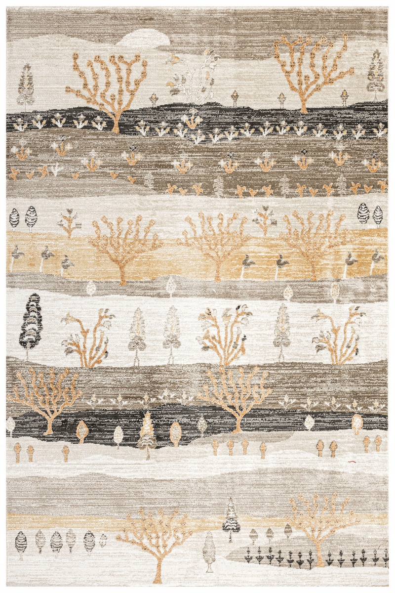 Dywan W Drzewa Jak Obraz Pejzaż Szary Krem Beż Miedziany Natura 160x240 cm