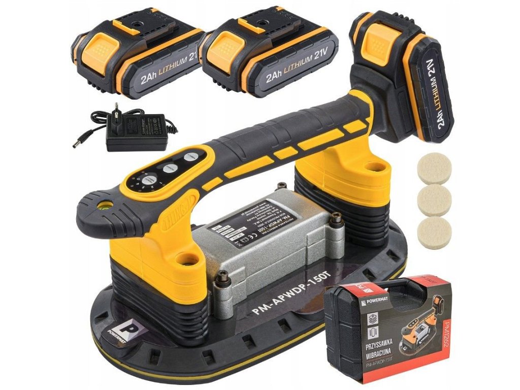 Aku vibrační přísavka na obklady a dlažbu, 2x 21 V 2,0 Ah PM-APWDP-150T