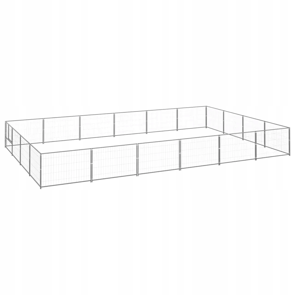 Levně Psí kotec stříbrný 24 m² ocel Stříbrná 3082152
