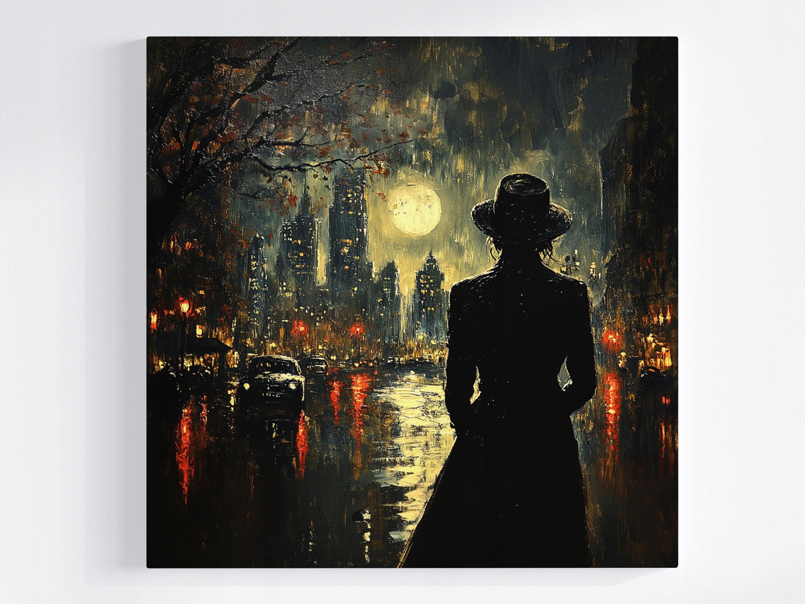 Obraz Na Plátně Canvas Noc Večer Měsíc Úplněk Město Žena 50x50