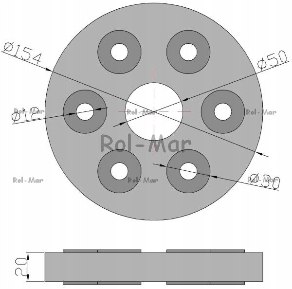 Tarcza elastyczna sprzęgła 6 otworów fi 11mm na śrubę M10 Rozrzutnik Producent części Rolmar