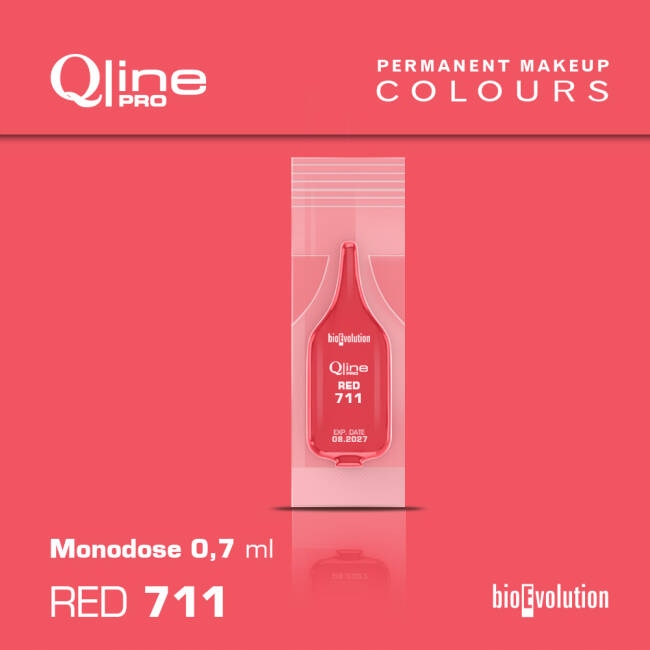 RED 711 - czerwony pigment QLINE PRO do makijażu permanentnego ust MONODOSA