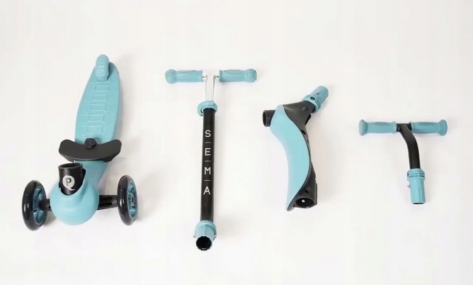 HULAJNOGA dla dzieci 3-kołowa LED QPLAY SEMA 3w1 Blue 3+ NIEBIESKA SOLIDNA! Marka Qplay