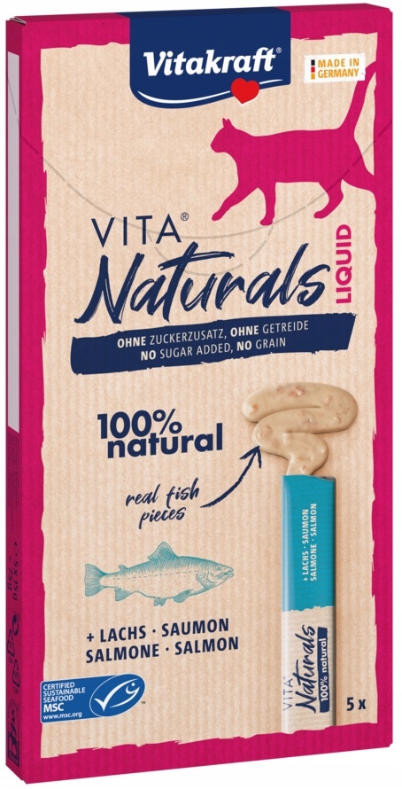 Vitakraft Vita Naturals Liquid losos pamlsek pro kočky 5x15 g