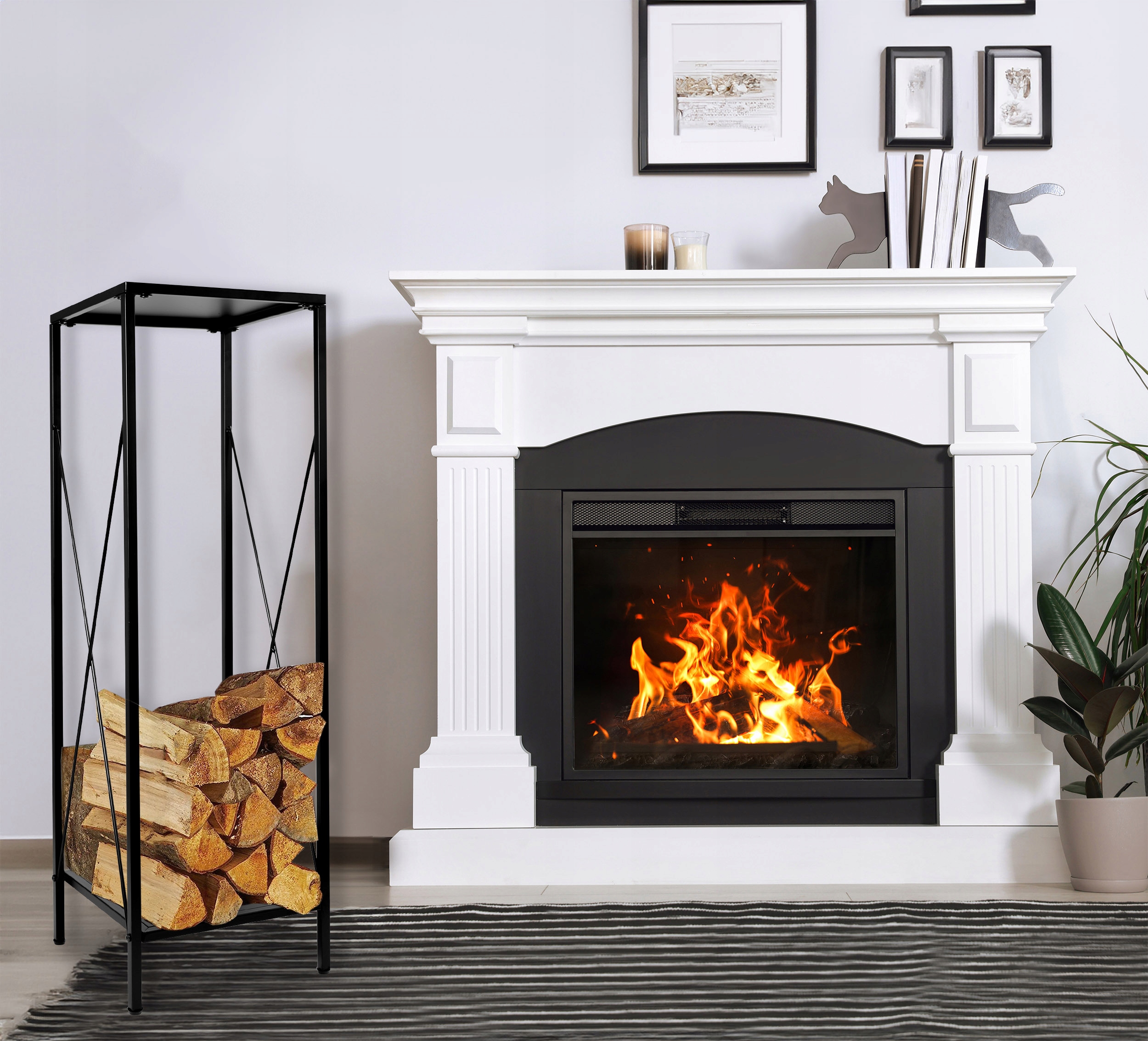 STOJAK NA DREWNO KOMINKOWE OPAŁOWE DO KOMINKA KOSZ NA DRZEWO LOFT METALOWY Marka LoftInspired