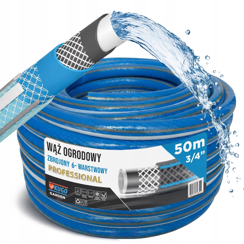 Hadice 3/4" 50 m 6 Vrstev Vyztužená 36 Bar Polská Výroba