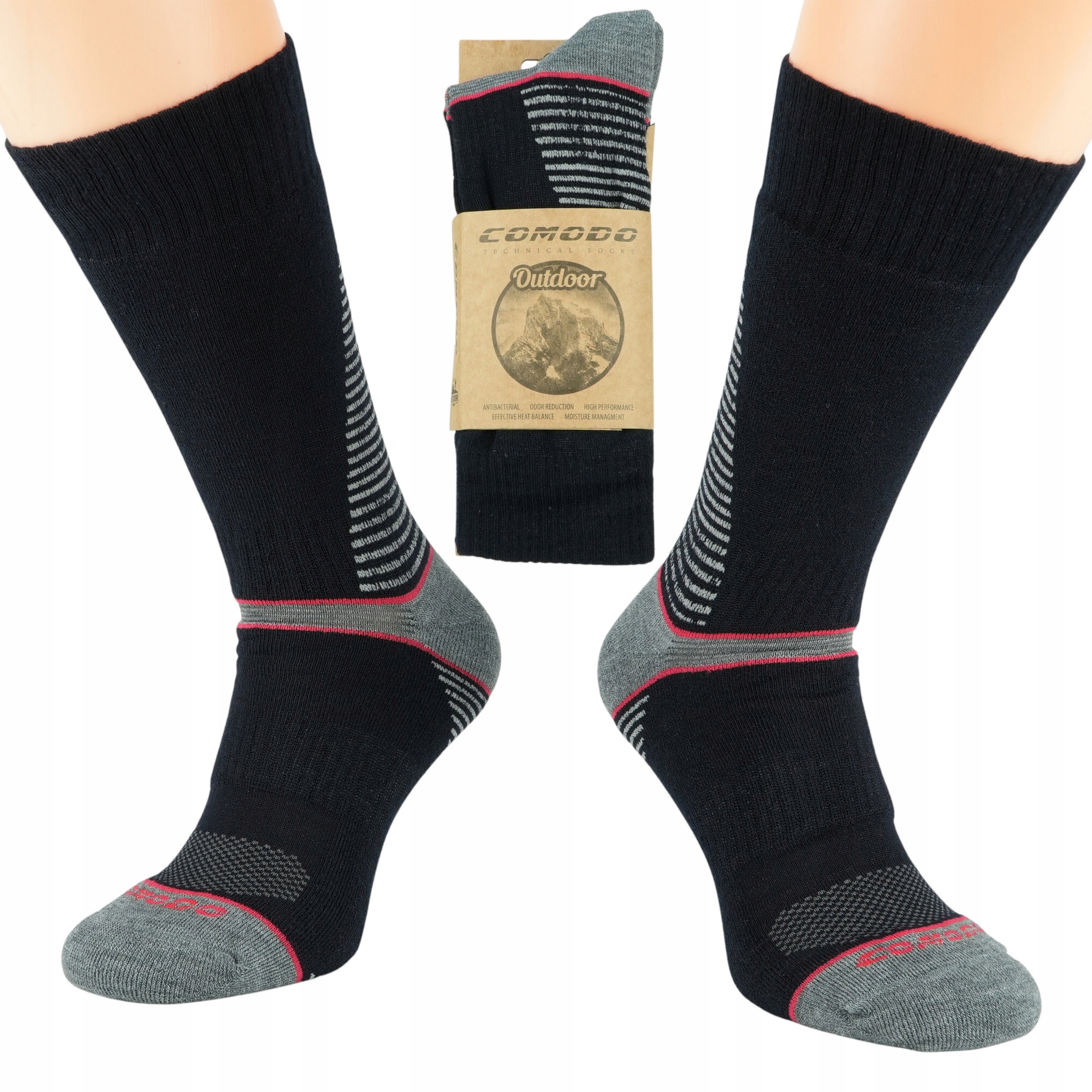 Comodo TRE8 Skarpety Trekkingowe w Góry Wiosna Jesień Merino 50% roz 39-42