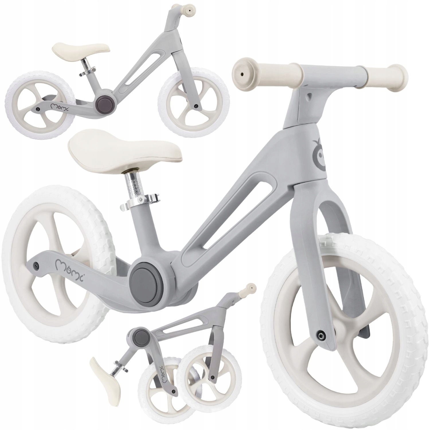 Rowerek biegowy MoMi Noru szary od 2 lat lekki regulacja składany