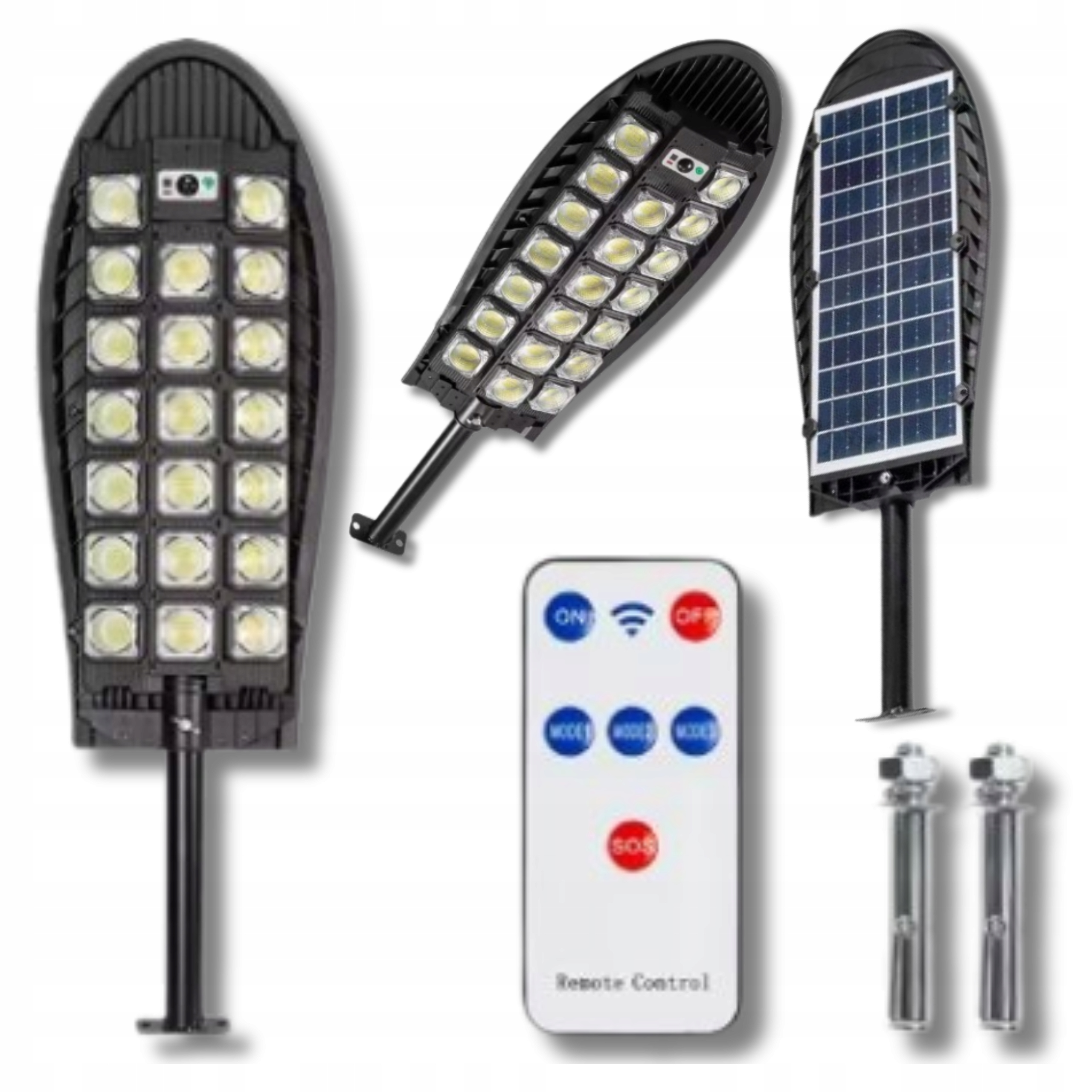 Solární Lampa Silná pouliční lampa Dálkové ovládání Snímač pohybu soumraku Led