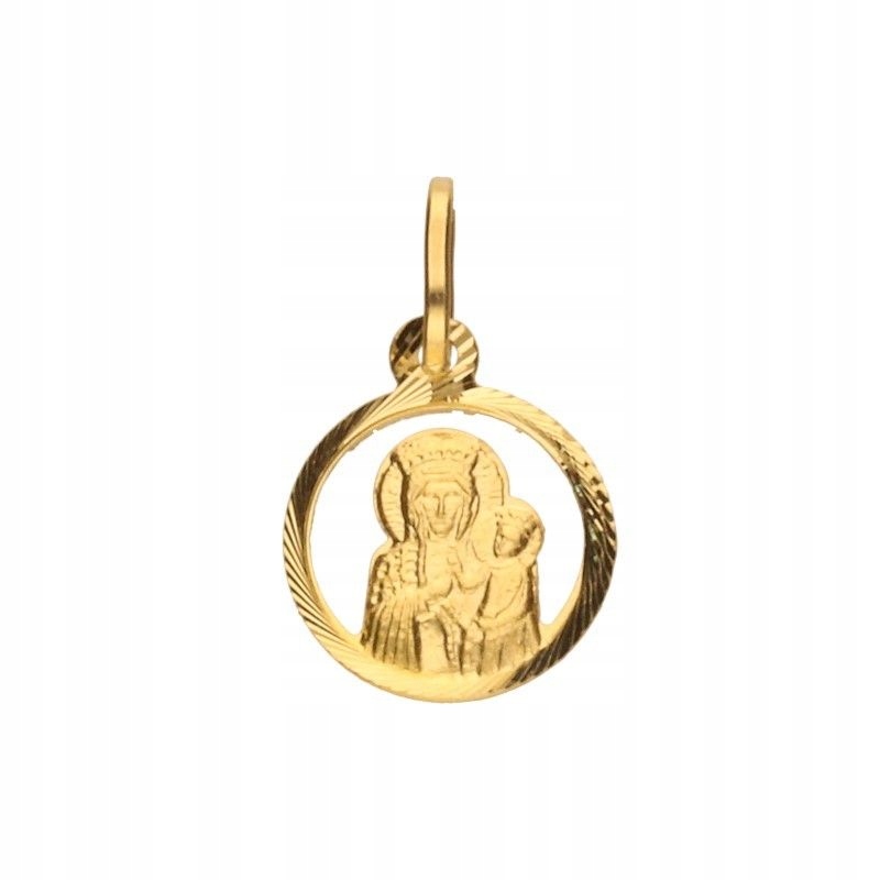 Zlatý Medailonek Panna Maria Čenstochovská Křest Svaté Přijímání Zlato pr. 585 MZ1