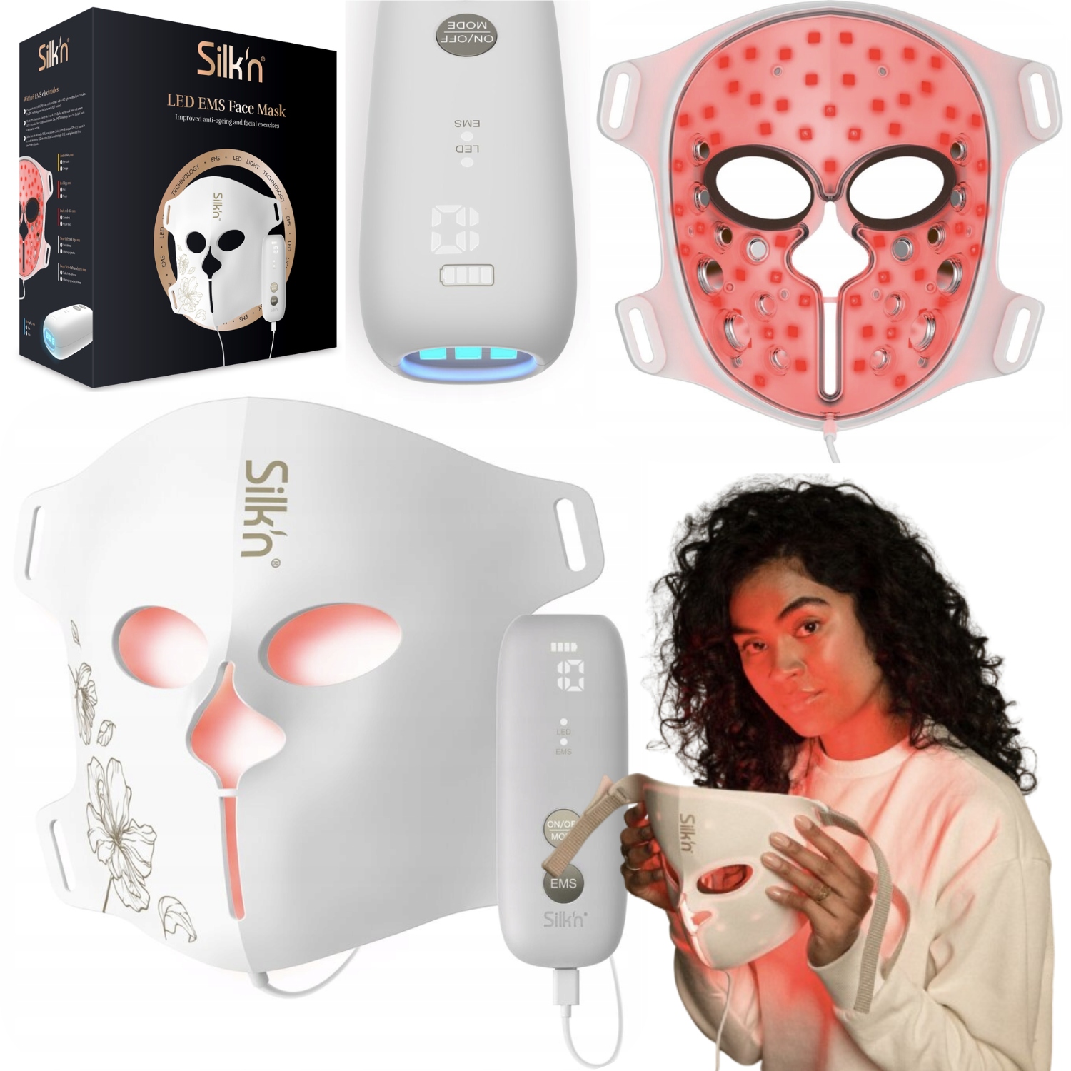 MASKA LED NA TWARZ SILK'N Z FUNKCJĄ EMS TERAPIA ŚWIATŁEM FOTONOWA PRO 4w1