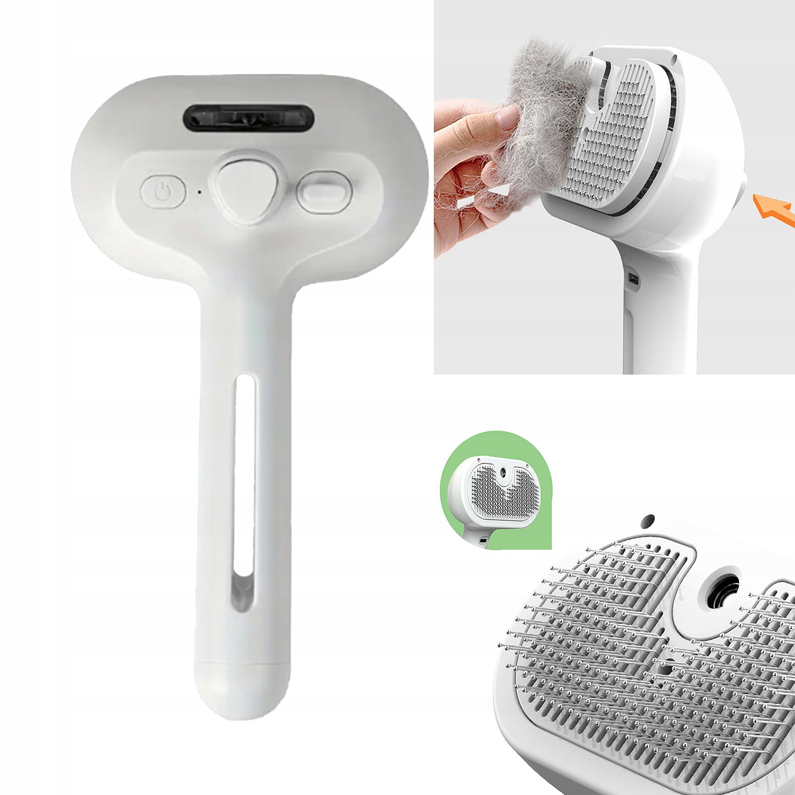 Parní Kartáč na Česání Zvířat 3v1 Samočištění Abs Nerezová Ocel