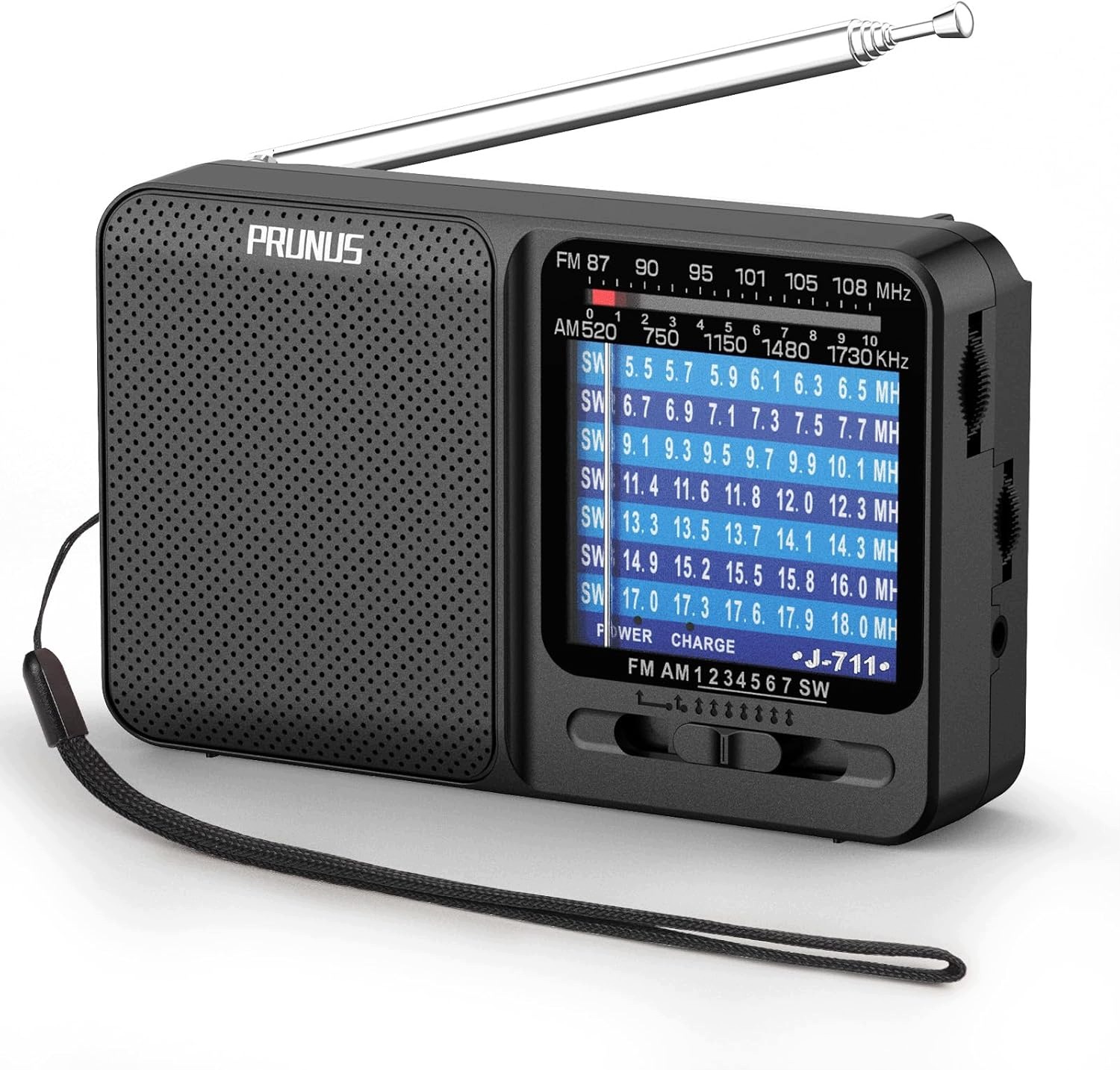 Prunus J-711 Radio Kieszonkowe Fm/am/sw Ładowanie Usb-c Baterie Aa
