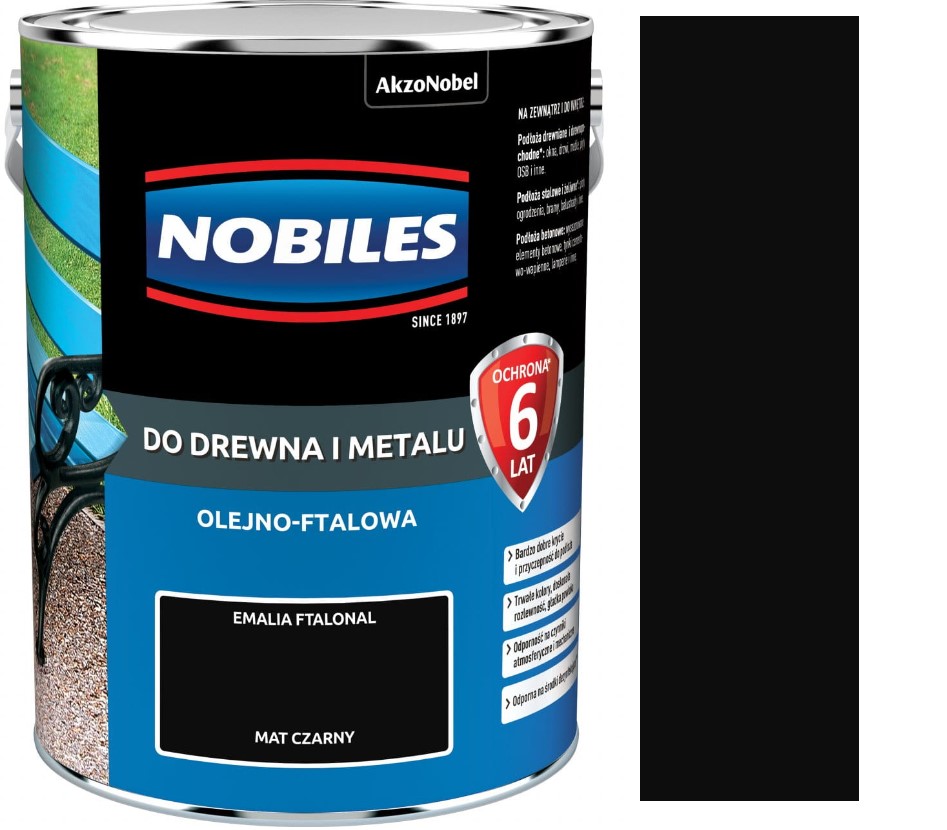 Nobiles Ftalonal Na Dřevo A Kov 5 L Černý Mat