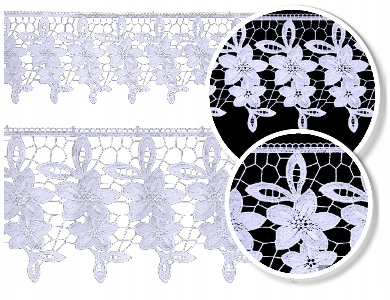 Guipure Krajka Motek KRAJKA/13 M Bílá Šedá