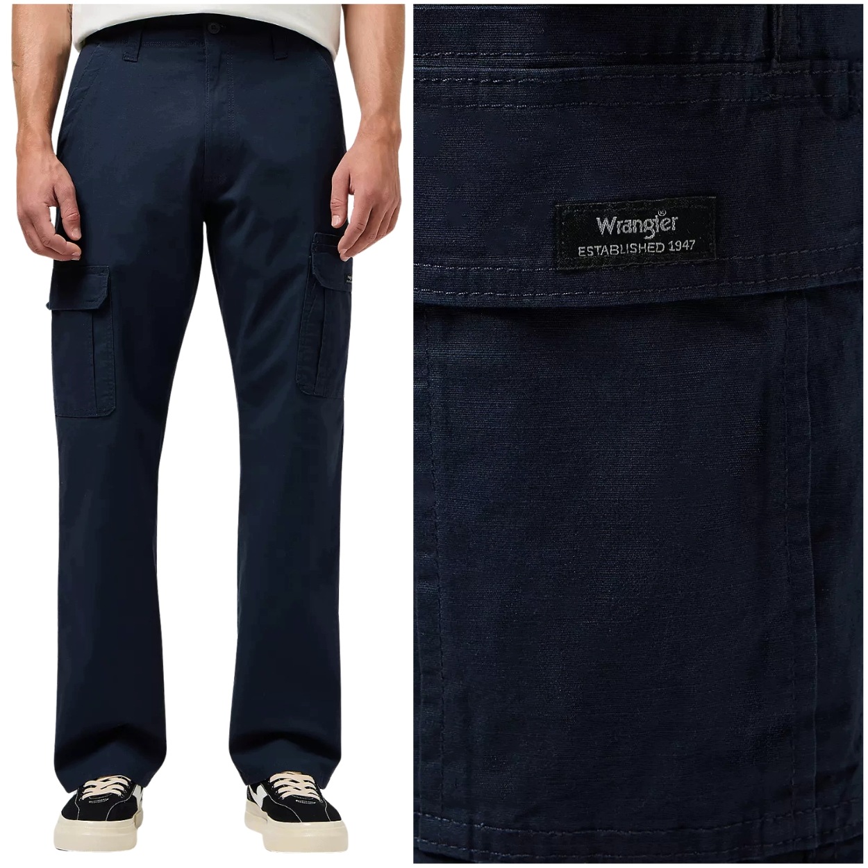 Wrangler Cargo Pant modré volné látkové kalhoty kapsáče W32 L32