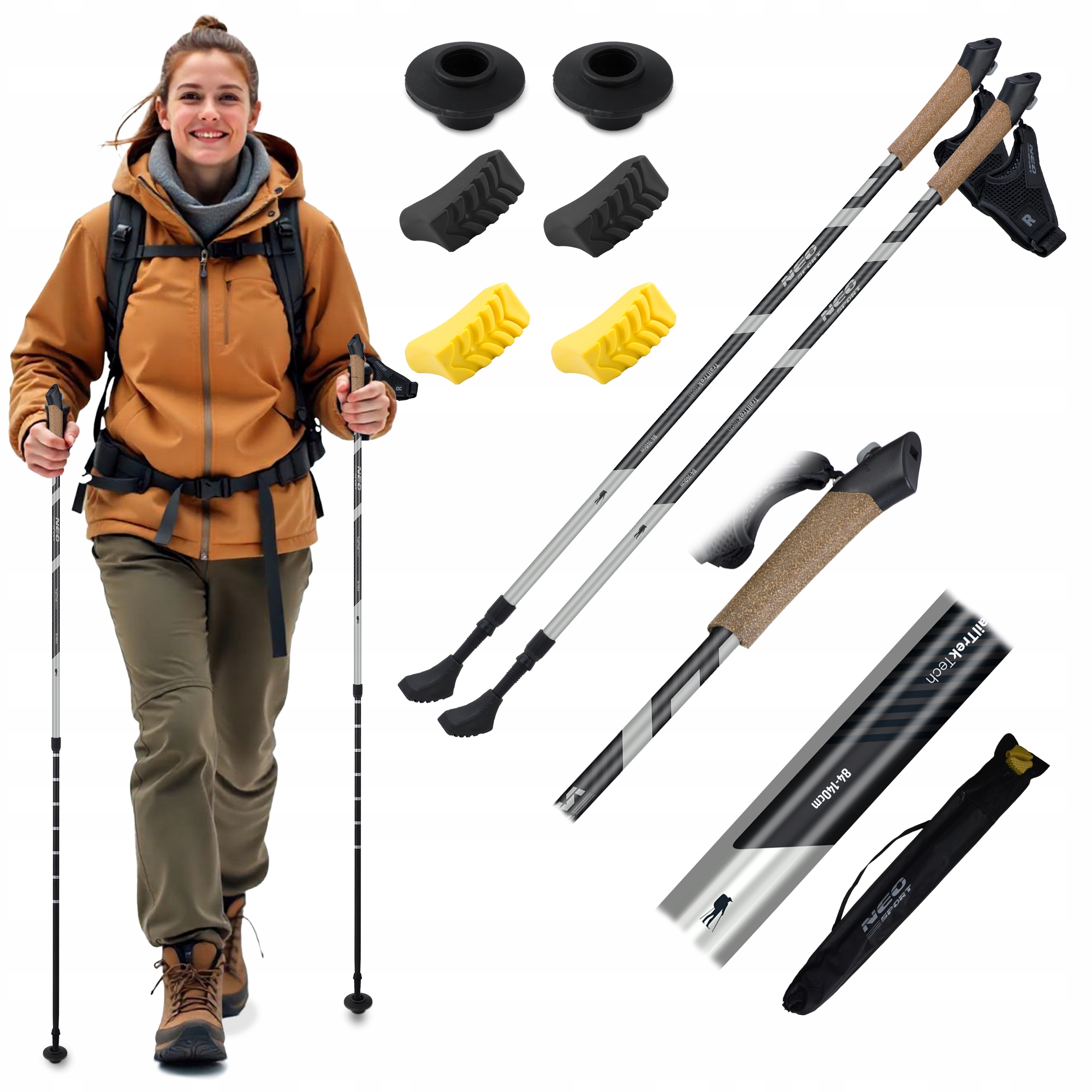 Kijki do Nordic Walking kije regulowane do chodzenia teleskopowe lekkie