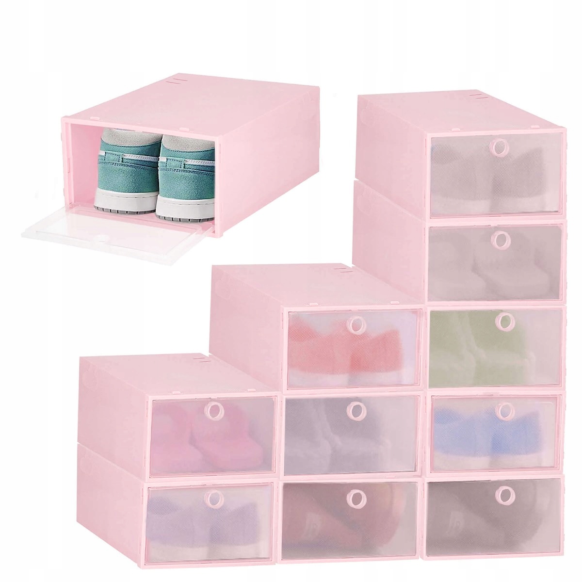 ZESTAW 10x PUDEŁKO POJEMNIK NA BUTY OBUWIE Z KLAPĄ ORGANIZER DO SZAFY MOCNE Marka Springos