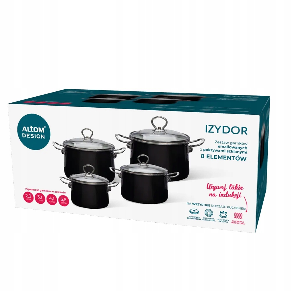 Zestaw garnków Altom Design Izydor emaliowane 8 el.