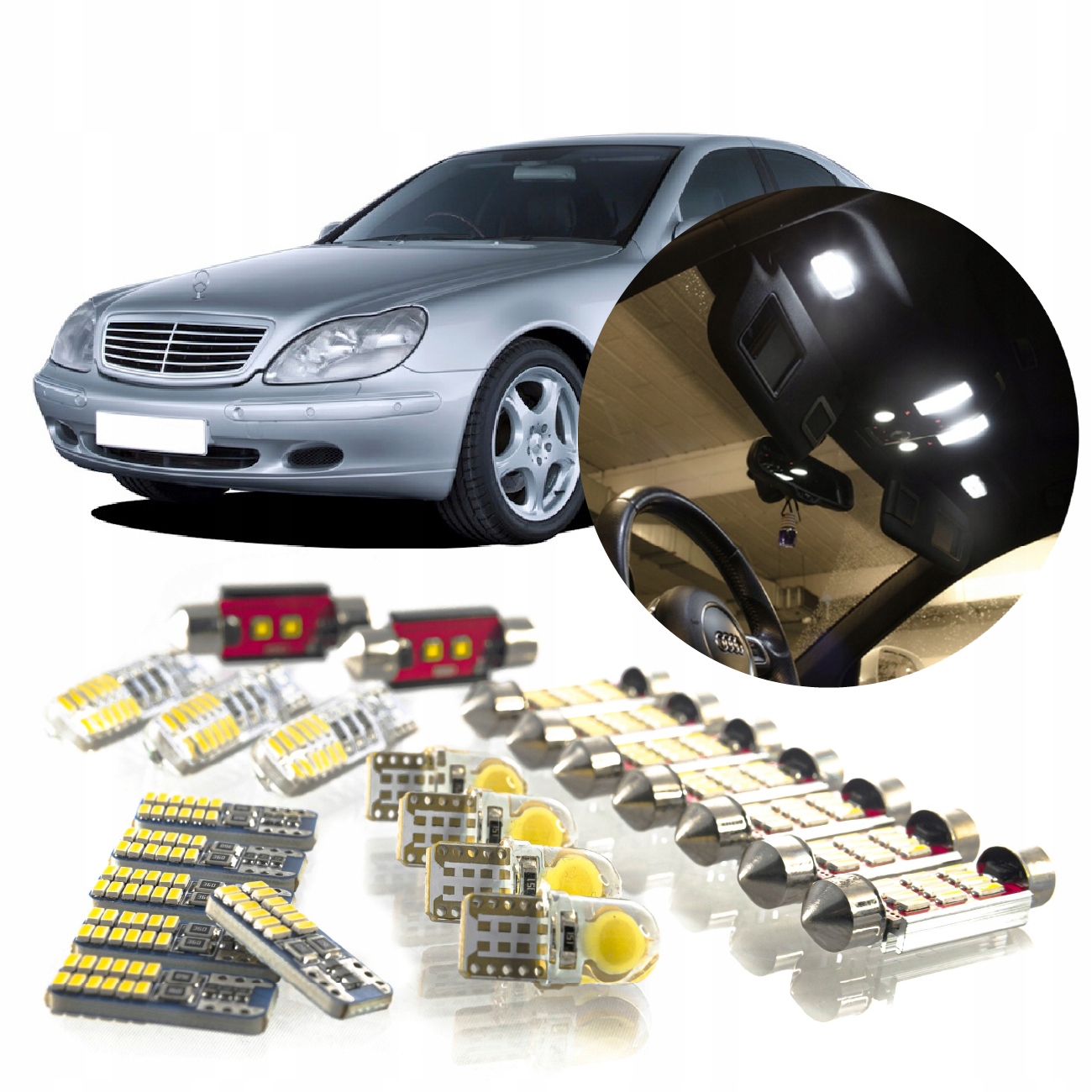 Mercedes W220 – Sada Led Osvětlení Interiéru! Vip