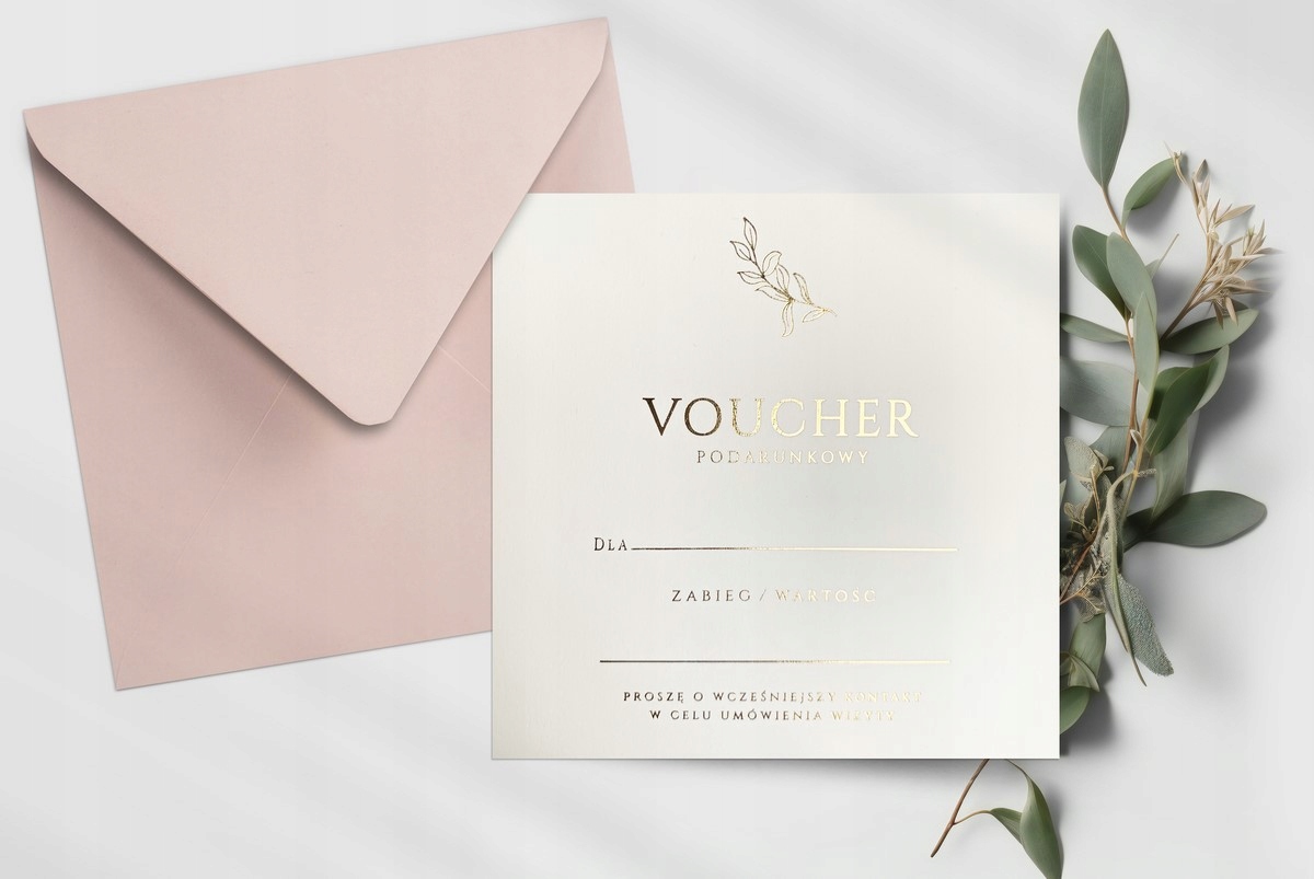 VOUCHER BON GOTOWY PROJEKT ZŁOTY HOTSTAMPING REALIZACJA 48H 10 szt Rodzaj vouchery