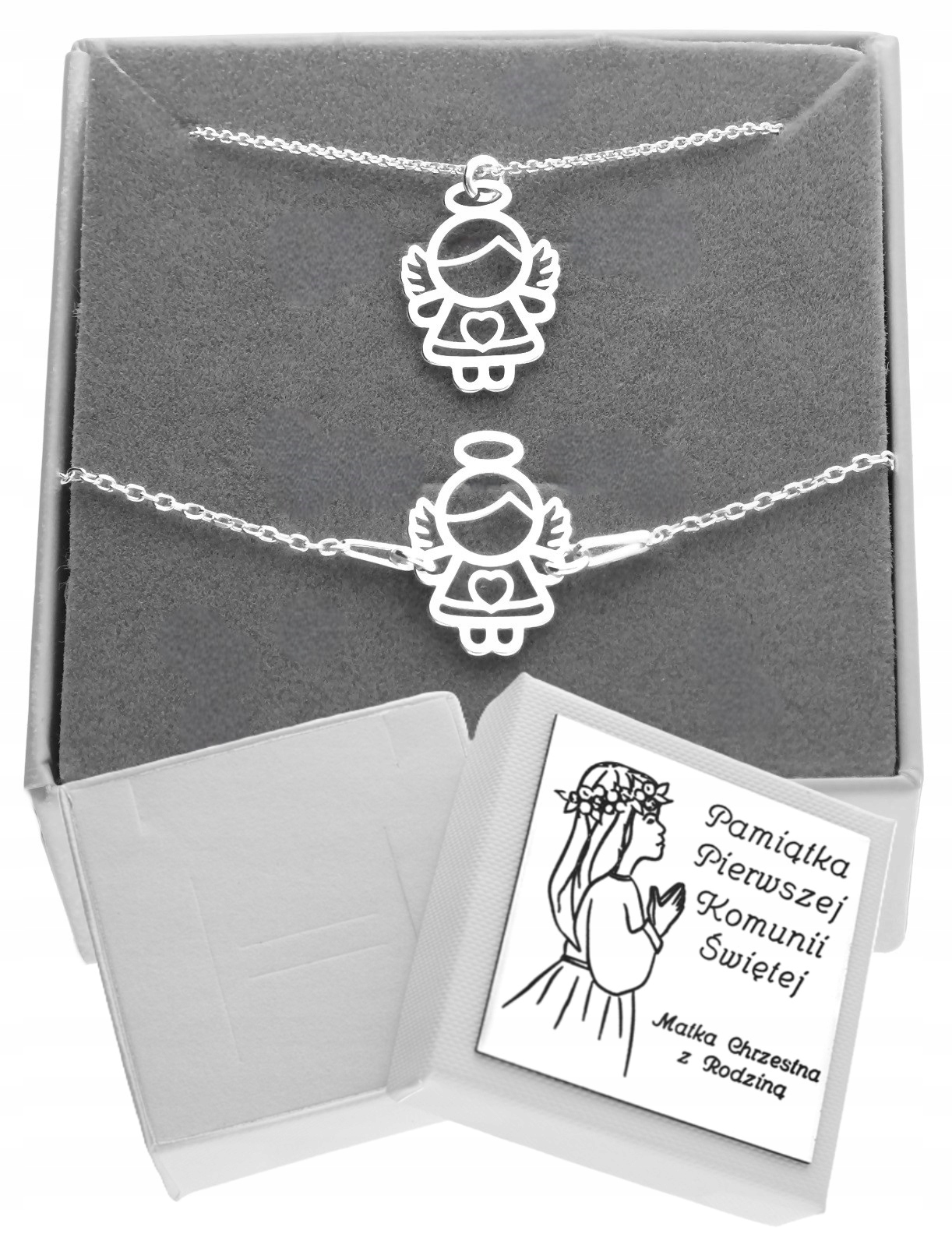 Stříbrný komplet Andělský anděl Svaté Přijímání Gravírování SR925